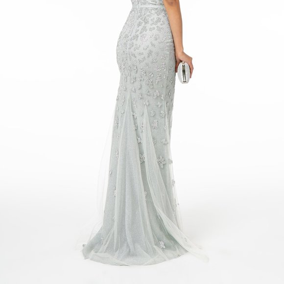 NEW LONG OFF SHOULDER SLEEVELESS SHEATH DRESS WITH STRAPS & ZIPPER BACK GL2917 - Picture 6 of 10